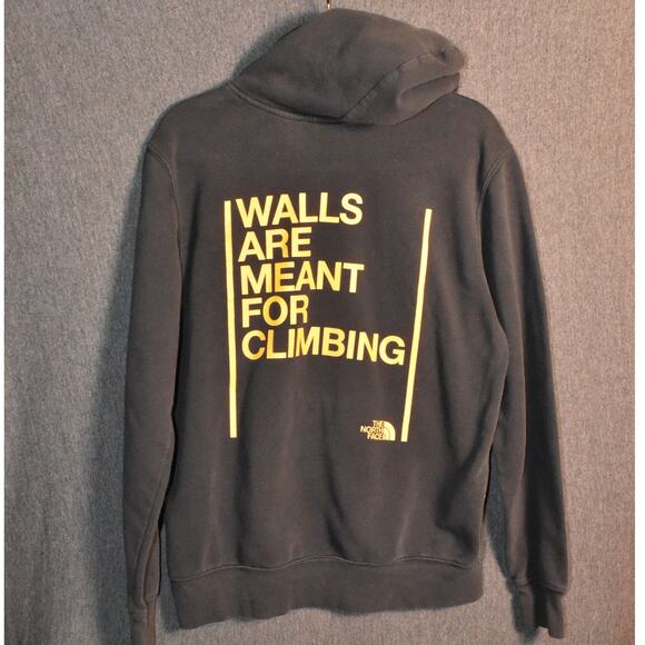 The North Face "Walls Are Meant For Climbing" Unisex Medium Black Hoodie - Picture 1 of 10
